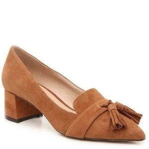Essex Lane Tan Suede Tassle Block Heel Loafers Size 10